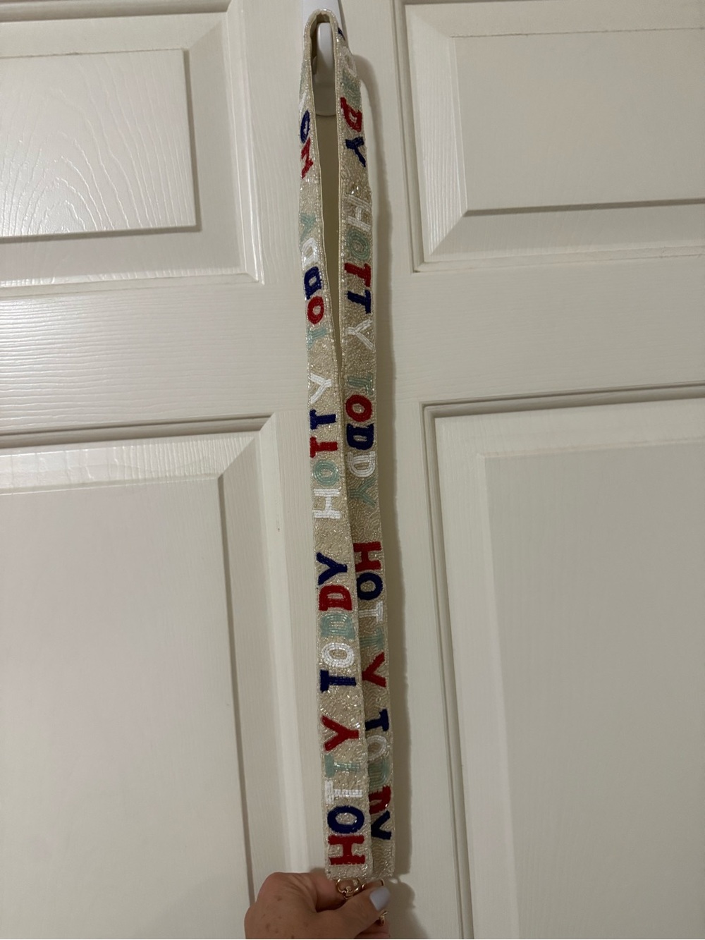 Moyna Beaded Strap with 'Hotty Toddy’ Beaded Design - Cream